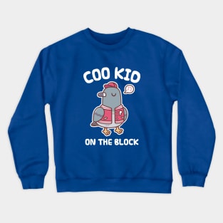 Pigeon In Varsity Jacket Coo Kid On The Block Funny Crewneck Sweatshirt